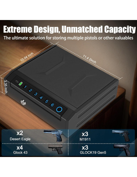Caja Fuerte Biométrica BBRKIN para 2 Pistolas - Acceso Rápido