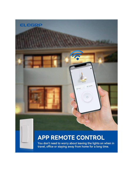 Interruptor de Luz Inteligente ELEGRP SPN10 Wi-Fi 2.4GHz Blanco