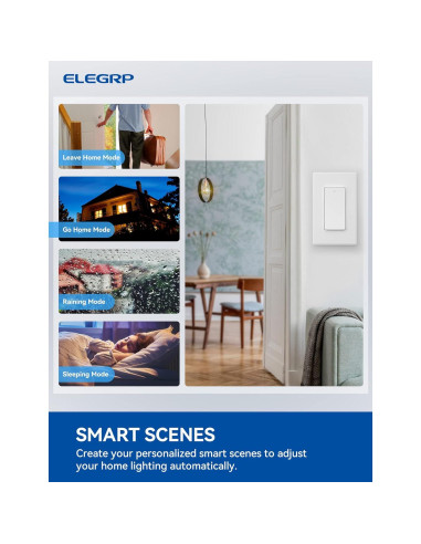 Interruptor de Luz Inteligente ELEGRP SPN10 Wi-Fi 2.4GHz Blanco
