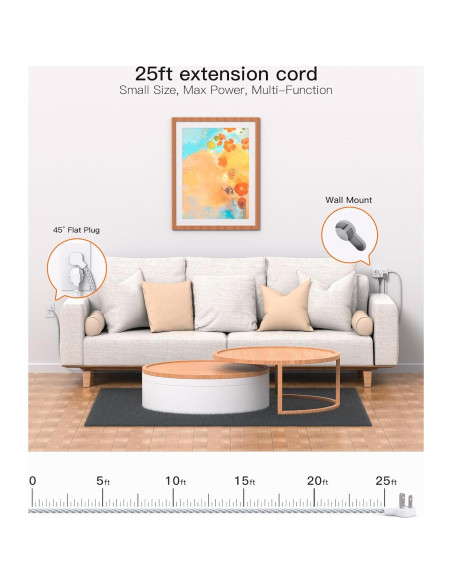 Regleta de Enchufes BESHON 7.62m con 6 Salidas y 4 USB