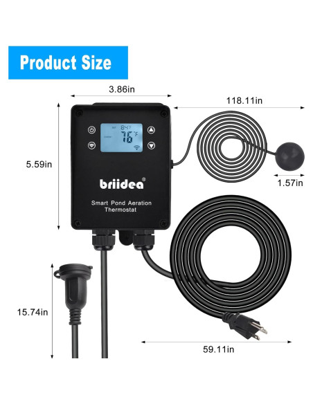 Termómetro de Agua de Lago WiFi Briidea MK-121 1500W con APP
