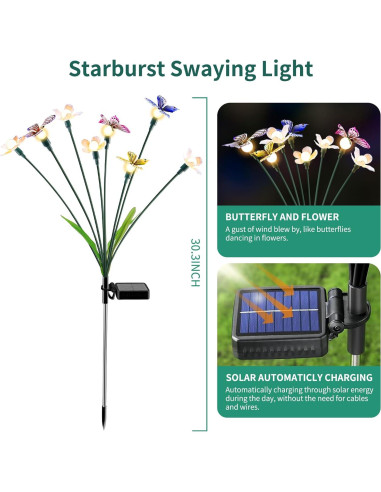 Luces de Jardín Solar FENSAN 4 Paquetes 32 LED IP65 Decorativas