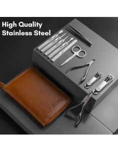 Set de Manicura FAMILIFE 11 en 1 Acero Inoxidable Marrón 2