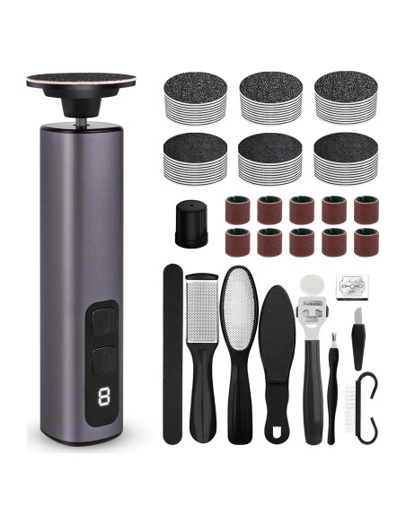 Removedor de Callos Eléctrico 9 Velocidades USB Gris Oscuro