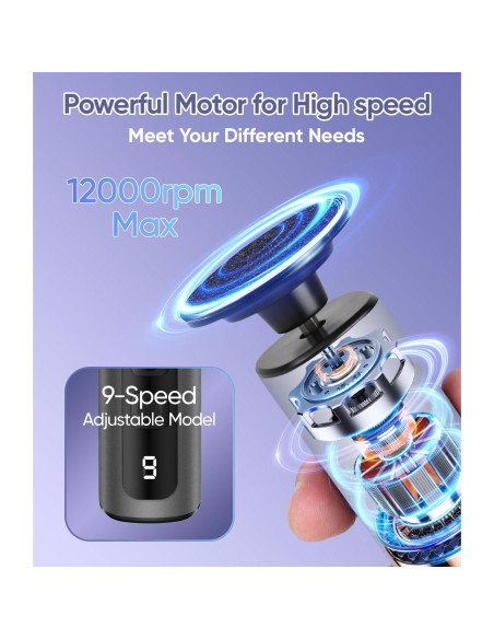 Removedor de Callos Eléctrico 9 Velocidades USB Gris Oscuro