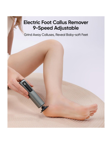 Removedor de Callos Eléctrico 9 Velocidades USB Gris Oscuro