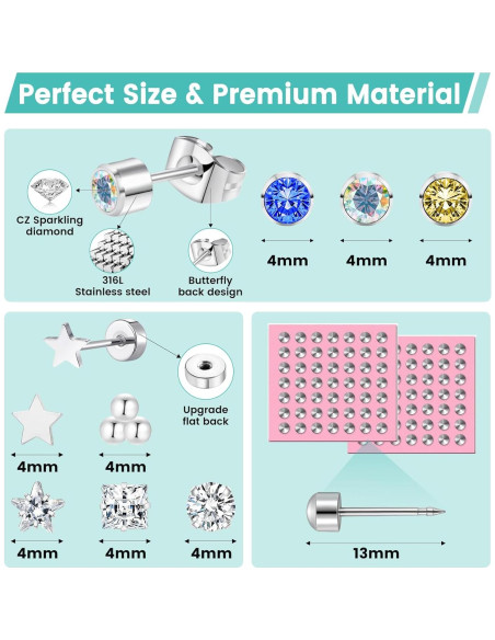 Kit de perforación de orejas Zygc con 63 aretes y pistola