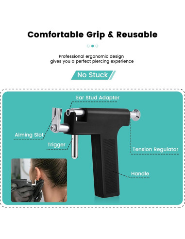 Kit de perforación de orejas Zygc con 63 aretes y pistola