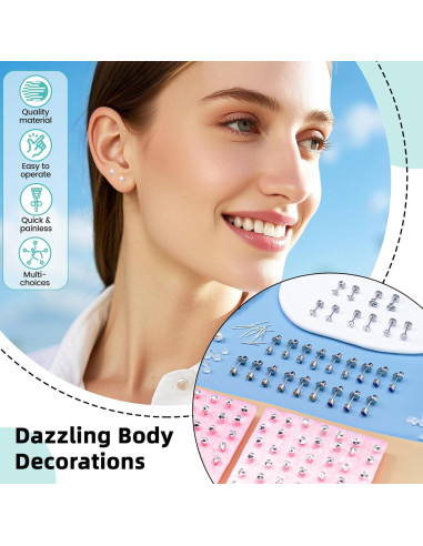 Kit de perforación de orejas Zygc con 63 aretes y pistola