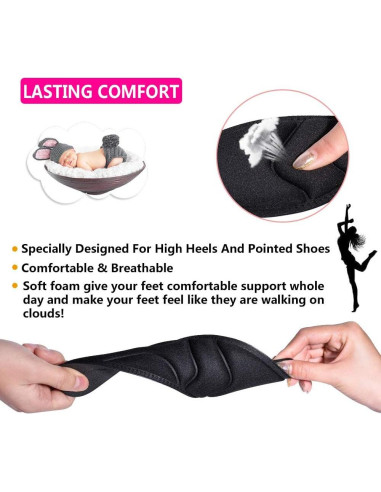 Plantillas para zapatos mujer Pnrskter 5D transpirables negras