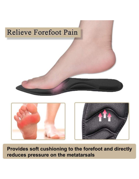 Plantillas para zapatos mujer Pnrskter 5D transpirables negras Plantillas para zapatos mujer Pnrskter 5D transpirables negras