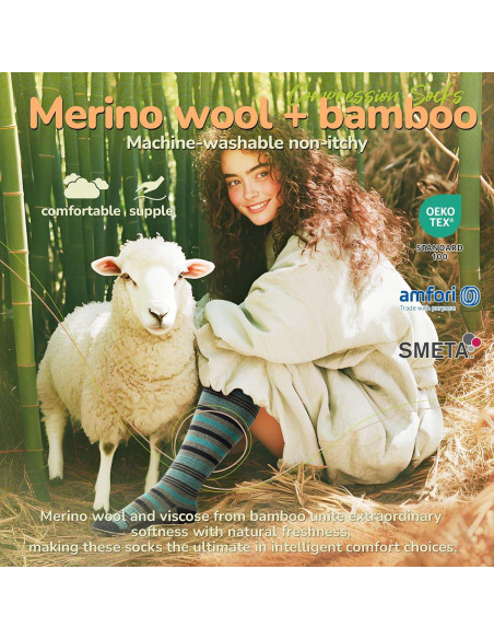 Calcetines de Compresión Unisex Lana Merino 15-20 mmHg