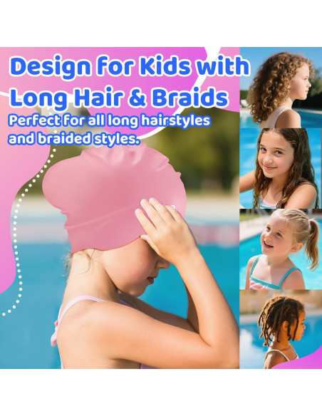 Gorro de Natación Vvinca para Niños 3-8 Años Silicona 2 Pcs