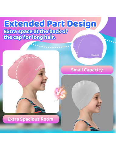 Gorro de Natación Vvinca para Niños 3-8 Años Silicona 2 Pcs