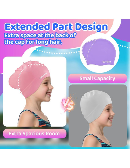 Gorro de Natación Vvinca para Niños 3-8 Años Silicona 2 Pcs