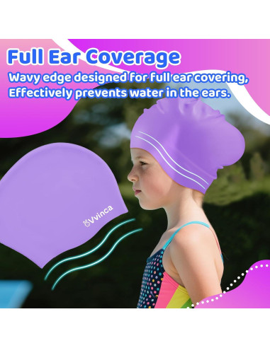 Gorro de Natación Vvinca para Niños 3-8 Años Silicona 2 Pcs