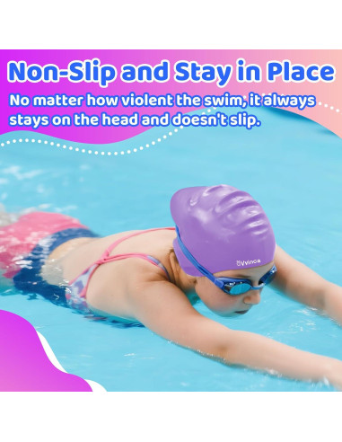 Gorro de Natación Vvinca para Niños 3-8 Años Silicona 2 Pcs