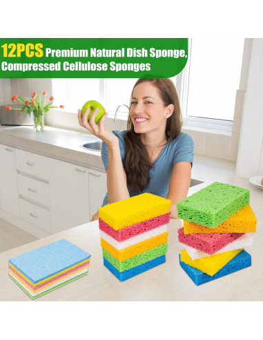 12 Esponjas de Cocina VUKOKU Reutilizables Ecológicas Multiusos