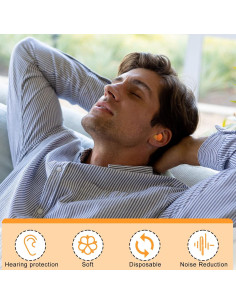 500 Pares de Tapones de Espuma Sratte para Dormir 32dB 2
