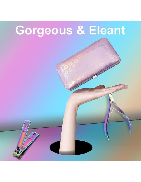 Kit de Manicura y Pedicura NClipper 12 Piezas Acero Inoxidable Rosa