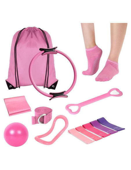 Kit de Pilates XinM 13 Piezas con Anillo y Pelota de 25 cm