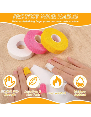 Cinta Protectora de Dedo Bewudy - 3 Rollos Algodón 14m