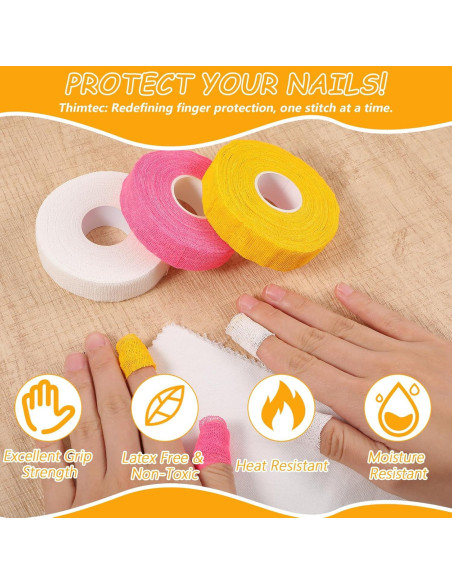 Cinta Protectora de Dedo Bewudy - 3 Rollos Algodón 14m