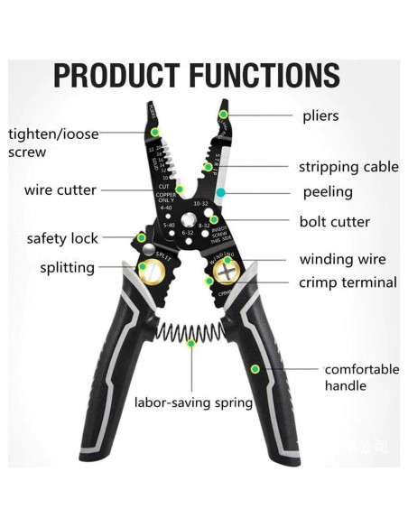 Cortador y Pelador de Alambre 9 en 1 Genérico 200mm Acero