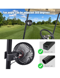 Ventilador Portátil WEKANI para Carro de Golf USB 3 Velocidades 2
