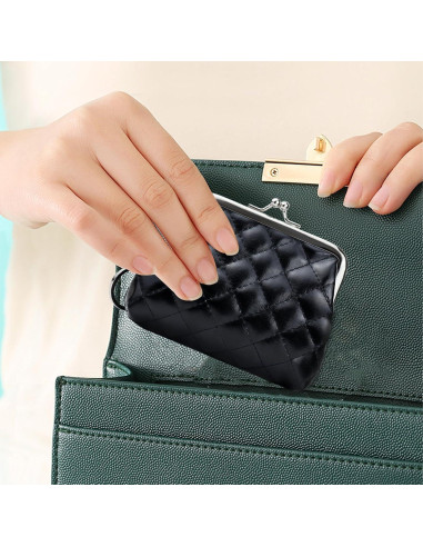 Monedero de Cuero PU para Mujeres AdiStylinno Negro 12x9cm