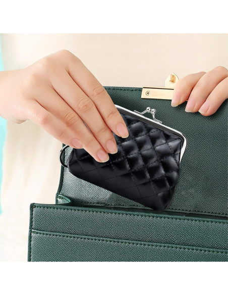 Monedero de Cuero PU para Mujeres AdiStylinno Negro 12x9cm