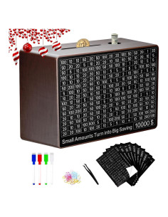 Caja de Ahorro de Madera GoePaTo 23.1x17x8.1cm Marrón