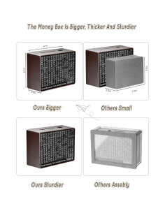 Caja de Ahorro de Madera GoePaTo 23.1x17x8.1cm Marrón 2