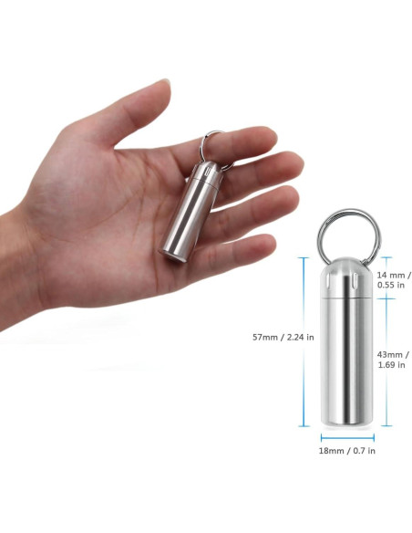 Estuche de Pastillas Impermeable SHD de Acero Inoxidable 5.7 cm