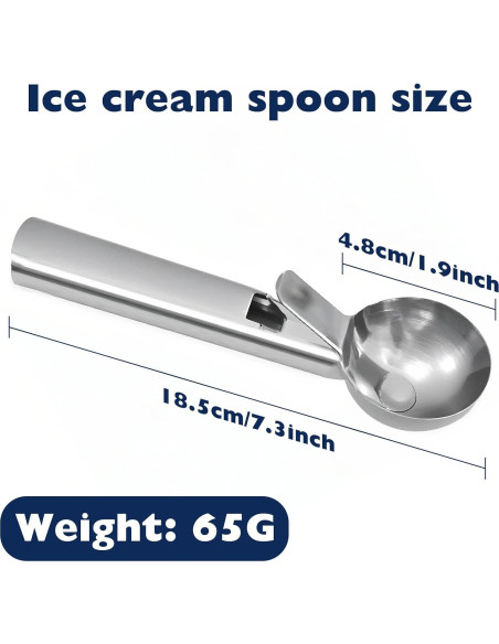 Cucharón de Helado Acero Inoxidable Genérico 12.7cm Duradero