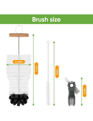 Juego de cepillos de limpieza de botellas TUNIKO 3 en 1