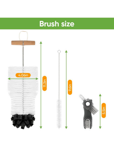 Juego de cepillos de limpieza de botellas TUNIKO 3 en 1
