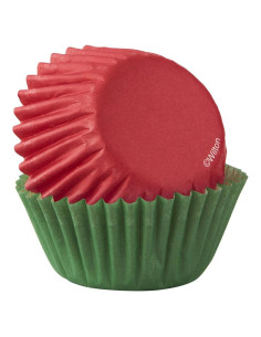 Forros para Mini Cupcakes Rojos y Verdes Wilton 100 Unidades