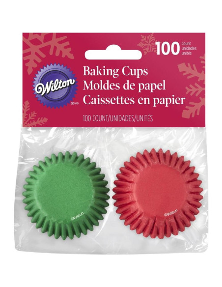 Forros para Mini Cupcakes Rojos y Verdes Wilton 100 Unidades