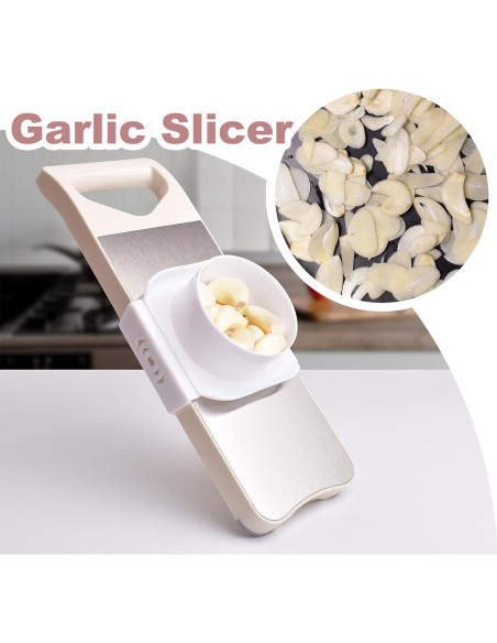 Rebanador de Mandolina 6 en 1 NACOLUS Beige con Cuchillas