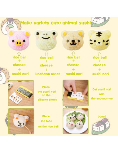 Conjunto de Moldes de Arroz Gpurplebud 21 Piezas Animales