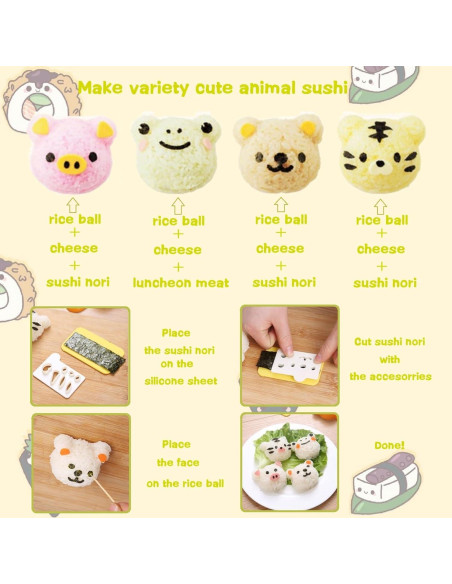 Conjunto de Moldes de Arroz Gpurplebud 21 Piezas Animales