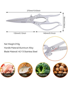 Tijeras de Cocina MDHAND 26.92 cm Alta Resistencia Inoxidable 2