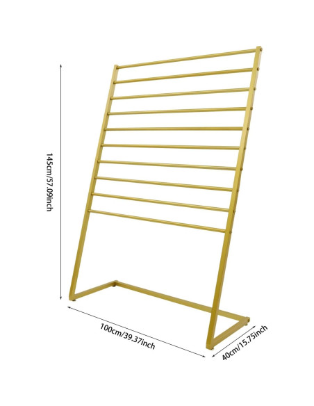 Soporte exhibición bufandas Venionwa 10 niveles dorado 100cm