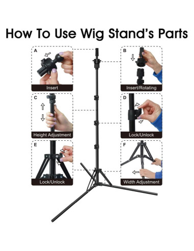 Soporte de Peluca Plegable LNASI Ajustable 43-142 cm Metal