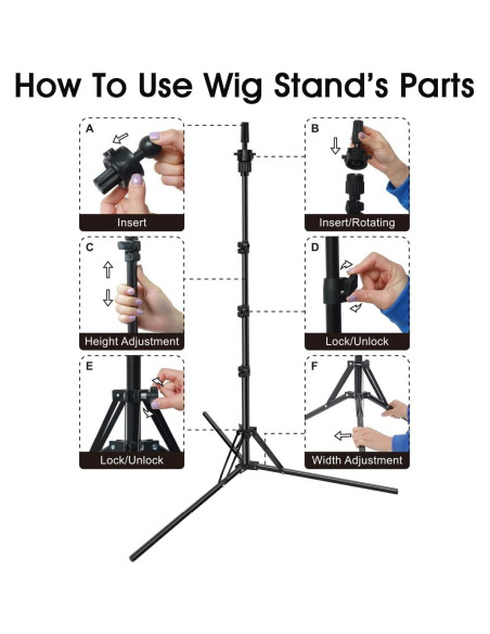 Soporte de Peluca Plegable LNASI Ajustable 43-142 cm Metal