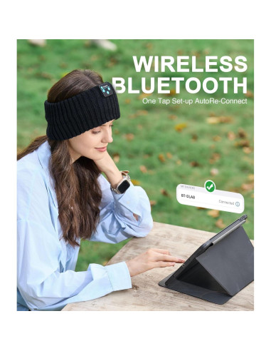 Beanie Bluetooth Fulext Calentador de Oídos Negro-Gris