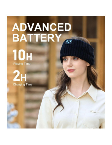 Beanie Bluetooth Fulext Calentador de Oídos Negro-Gris