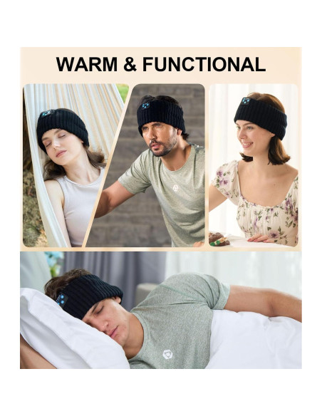 Beanie Bluetooth Fulext Calentador de Oídos Negro-Gris
