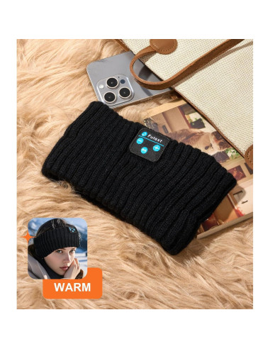 Beanie Bluetooth Fulext Calentador de Oídos Negro-Gris